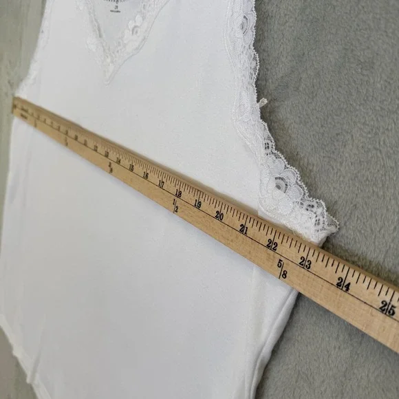 Karen Scott Women's 2X White Lace Trim Tank Top Camisole Sleeveless Cotton - Picture 6 of 8